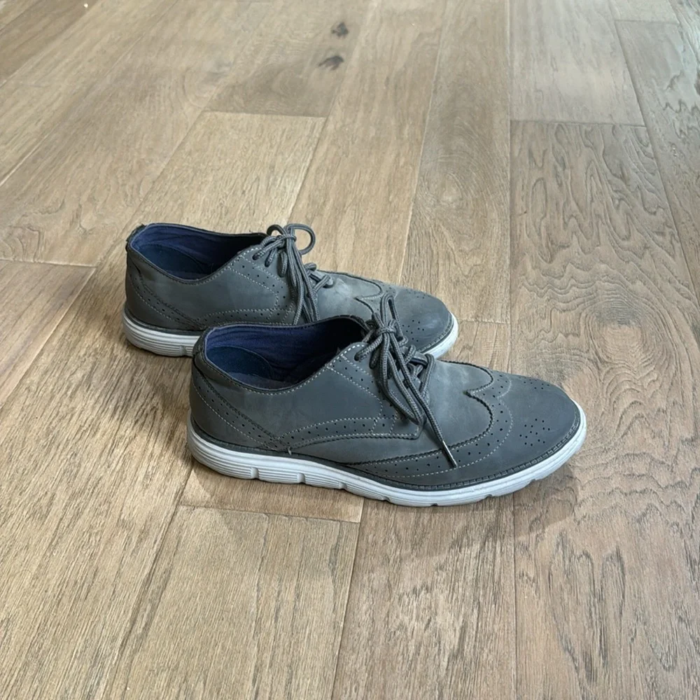 DEXTER Comfort Memory Foam Wingtip Oxfords Men's Size 8 Gray Faux Suede - Picture 6 of 7